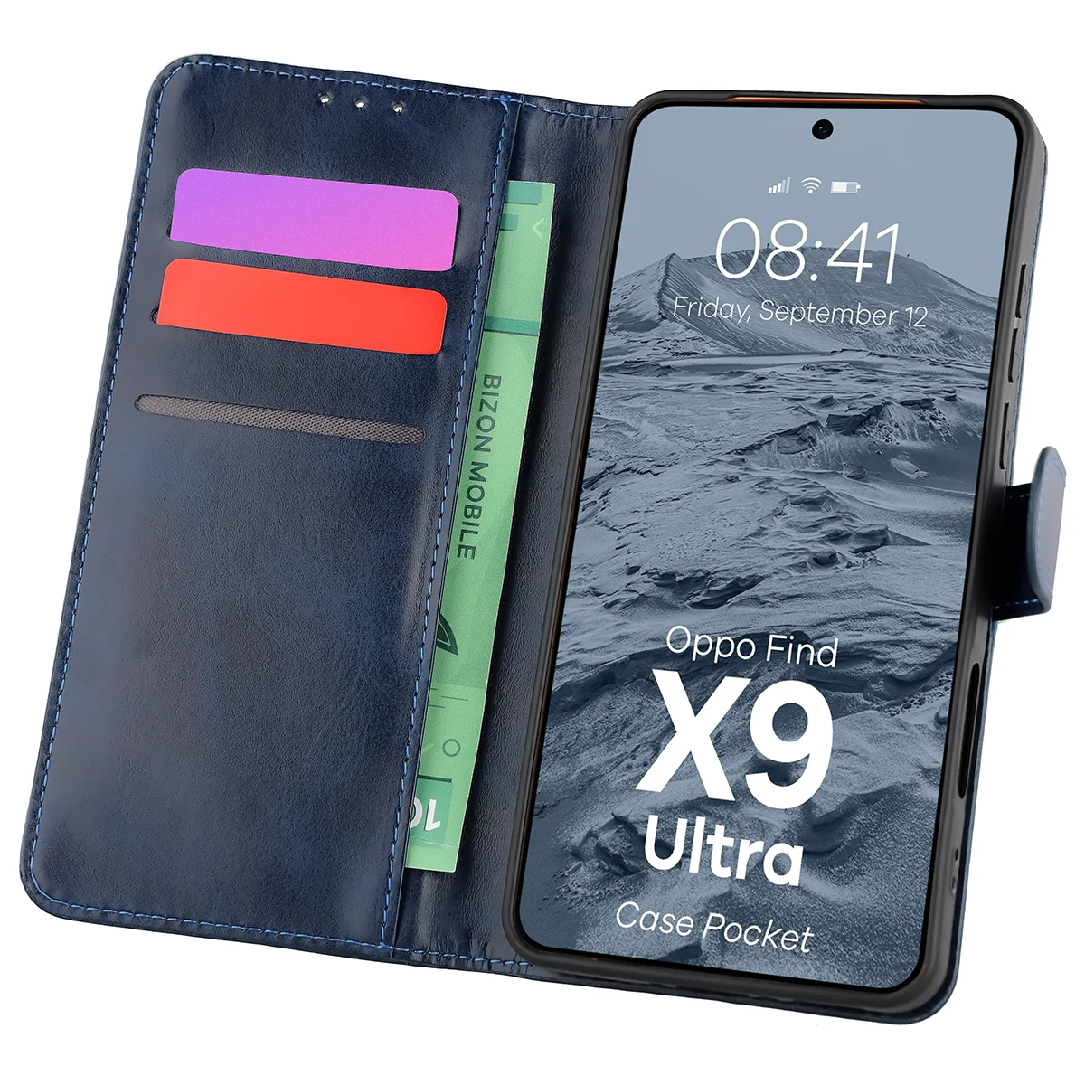 Etui z klapką z miejscem na karty Bizon Case Pocket do Oppo Find X9 Ultra