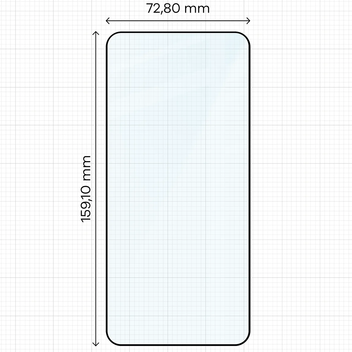 Glass dimensions on a ruler for Oppo Find X9 Ultra