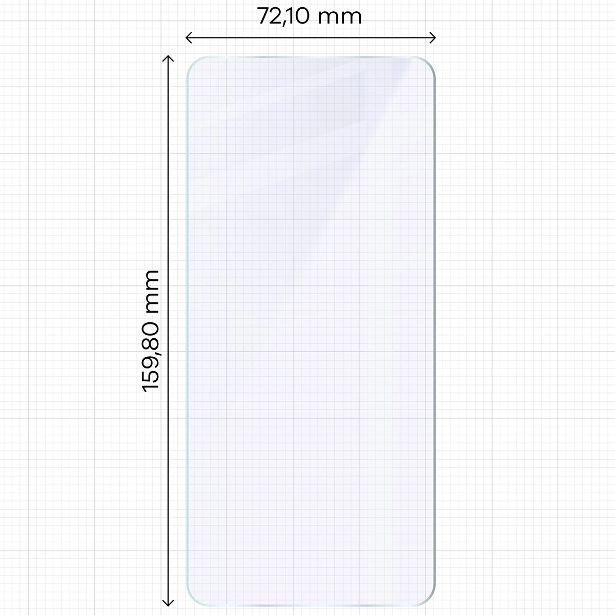 Measuring tape with dimensions of Bizon Hybrid Mule glass for Oppo Find X9 Ultra