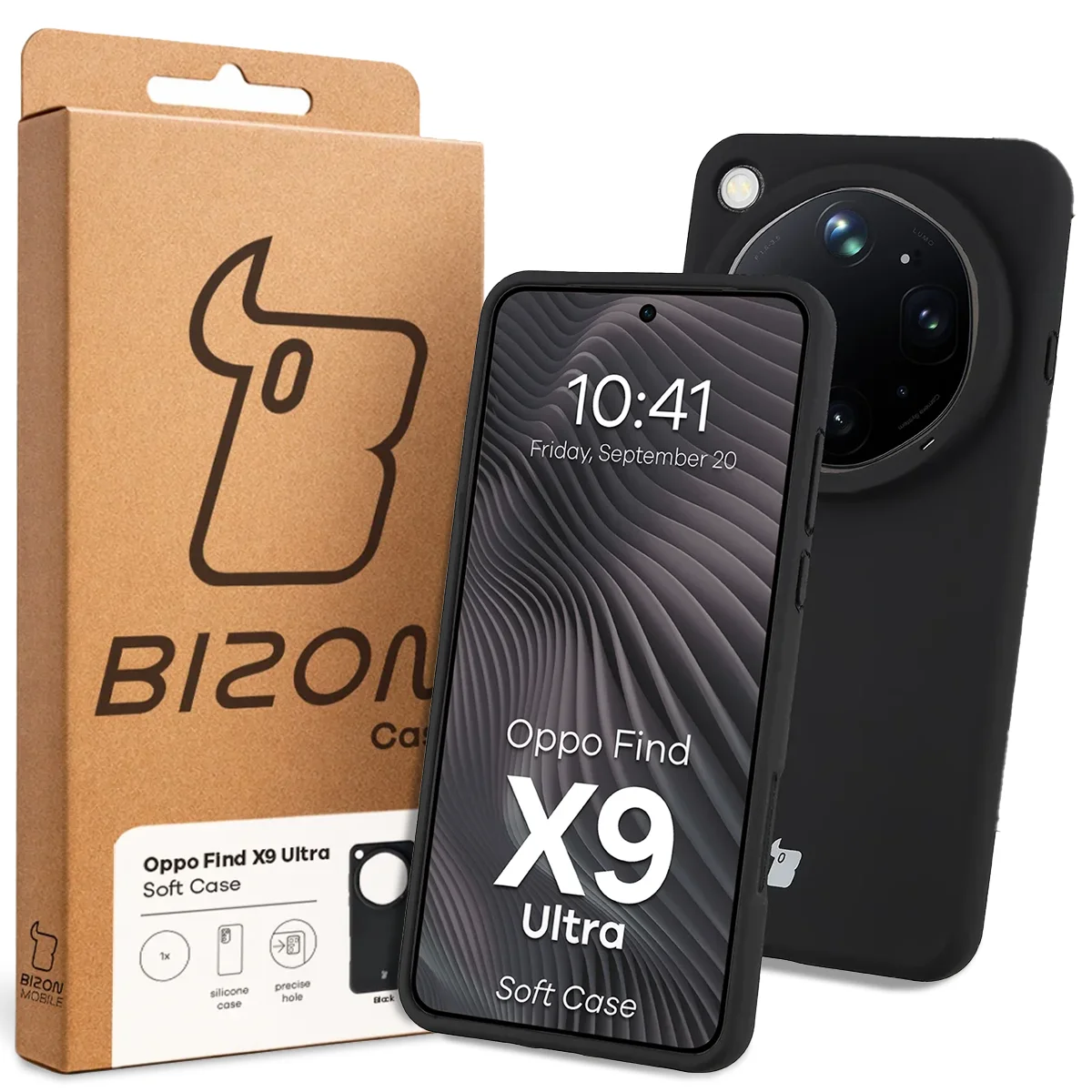 Front of the Bison Case box with a dedicated label for Oppo Find X9 Ultra