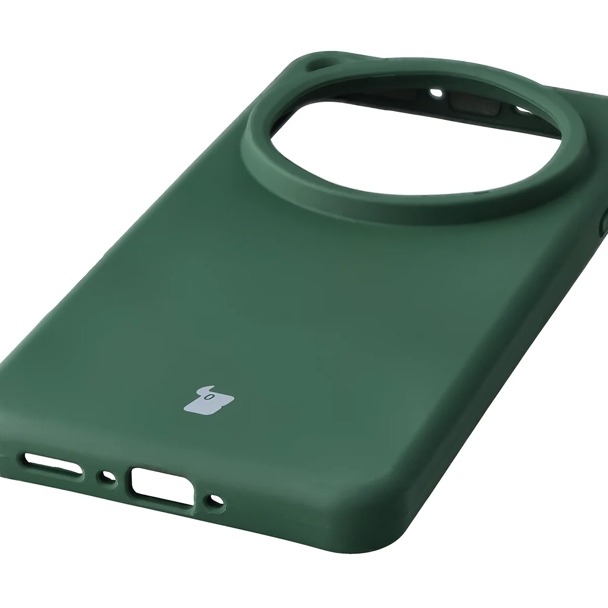 Close-up of precise cutouts and wireless charging capability in the Bison Soft Case for Oppo Find X9 Ultra