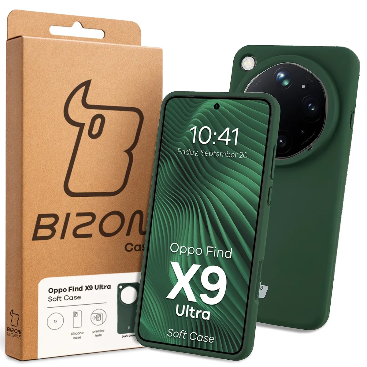 Front of the Bison Case box with a dedicated label for Oppo Find X9 Ultra