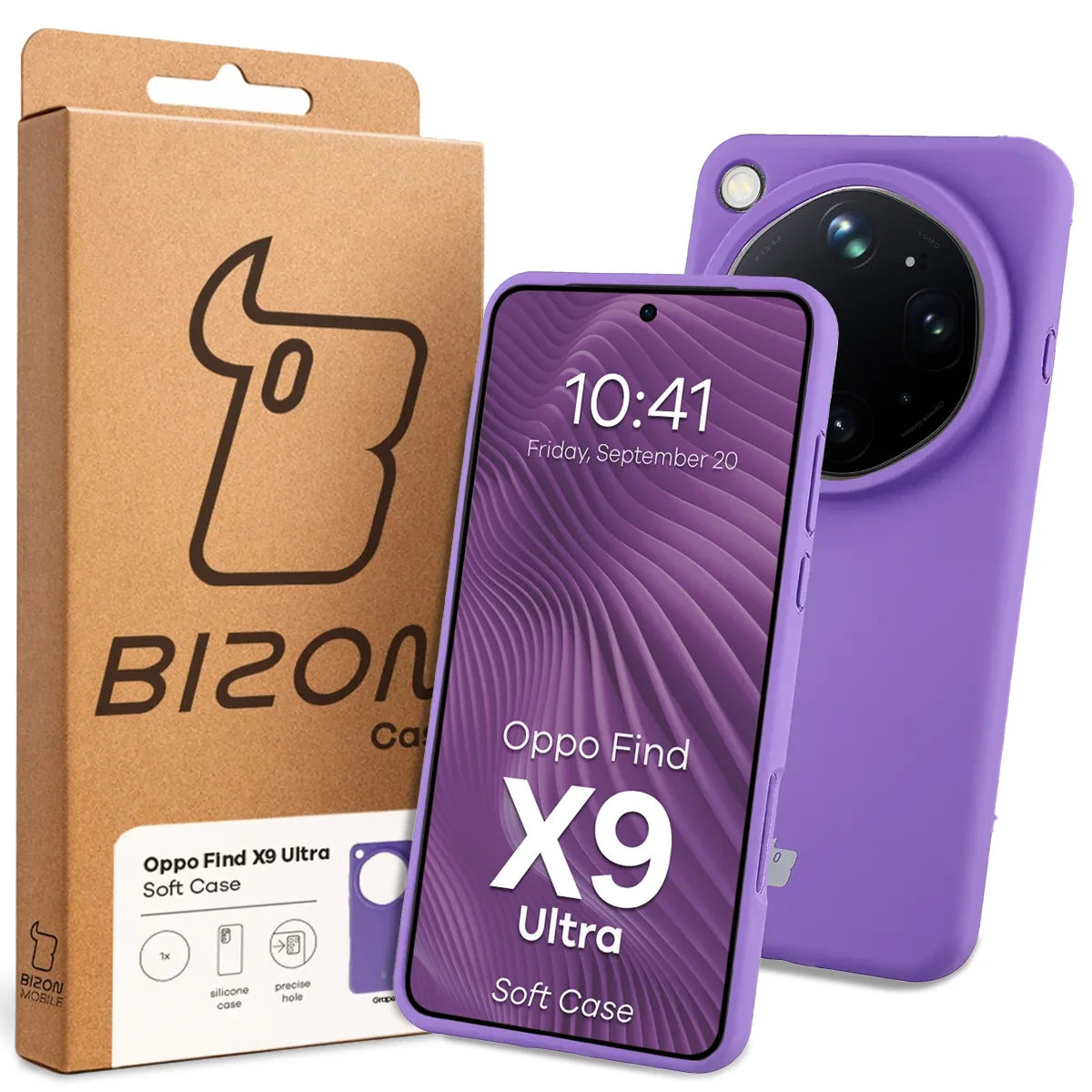 Front of the Bison Case box with a dedicated label for Oppo Find X9 Ultra