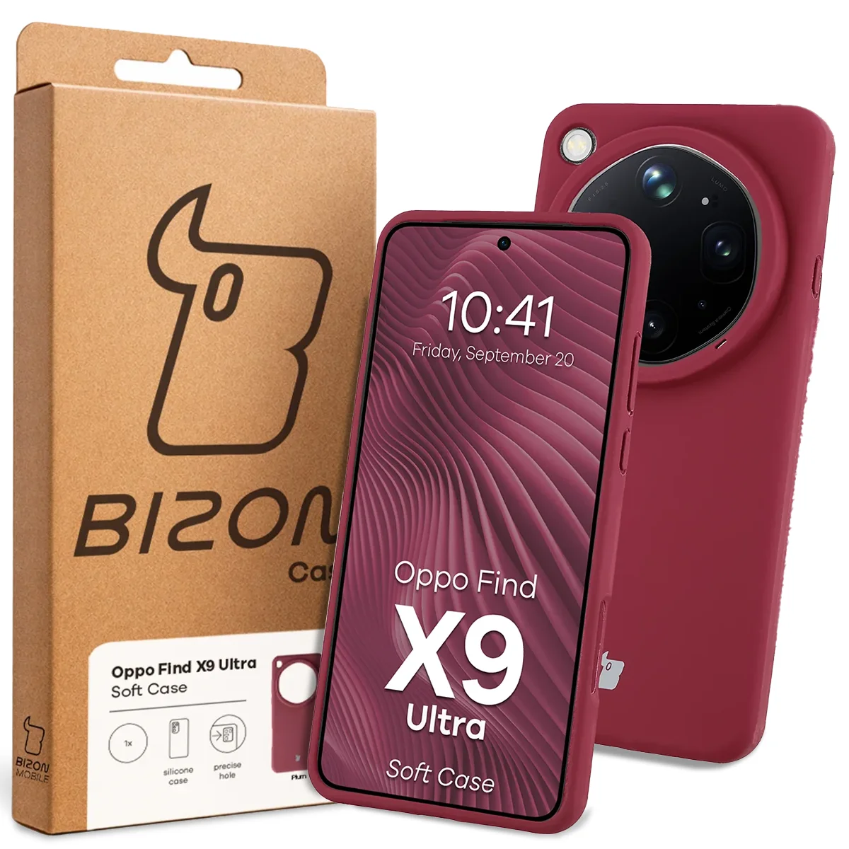 Front of the Bison Case box with a dedicated label for Oppo Find X9 Ultra