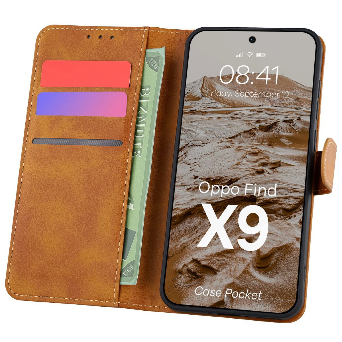 Flap case with card slots Bison Case Pocket for Oppo Find X9