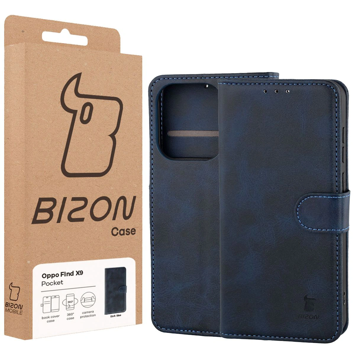 Front of the Bison Case box with a dedicated label for Oppo Find X9