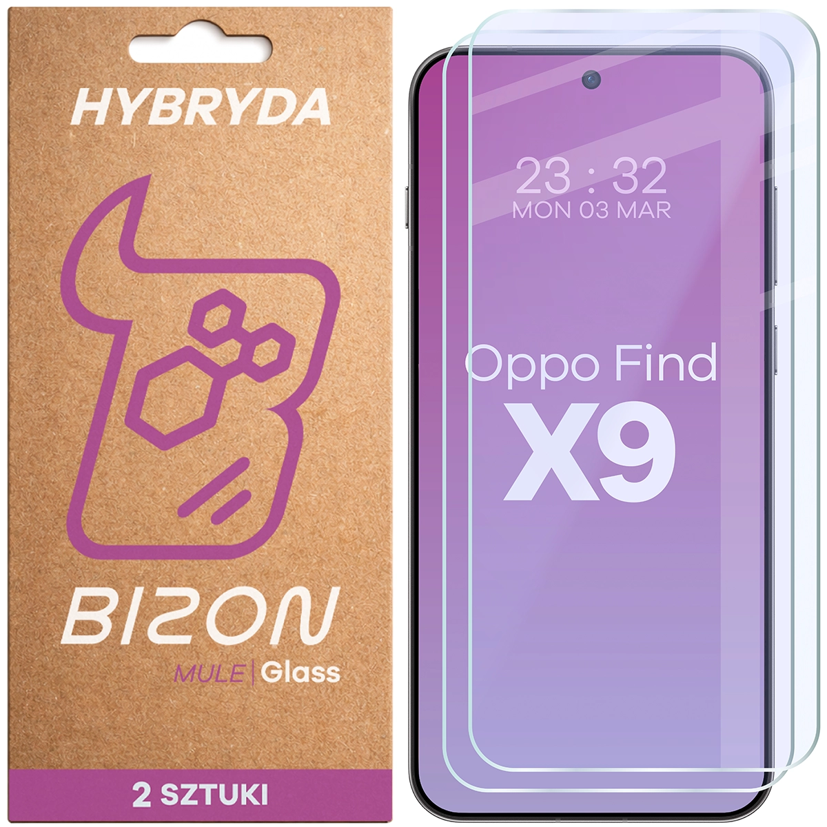 Elastyczne szkło hybrydowe Bizon Glass Mule Duo do Oppo Find X9, 2 sztuki