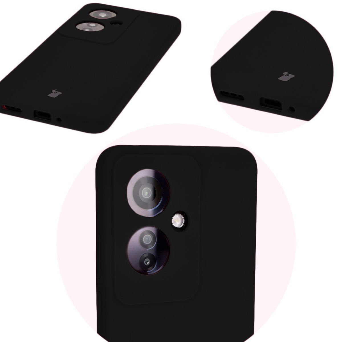 Zbliżenie na precyzyjne wycięcia i możliwość ładowania indukcyjnego w etui Bizon Soft Case