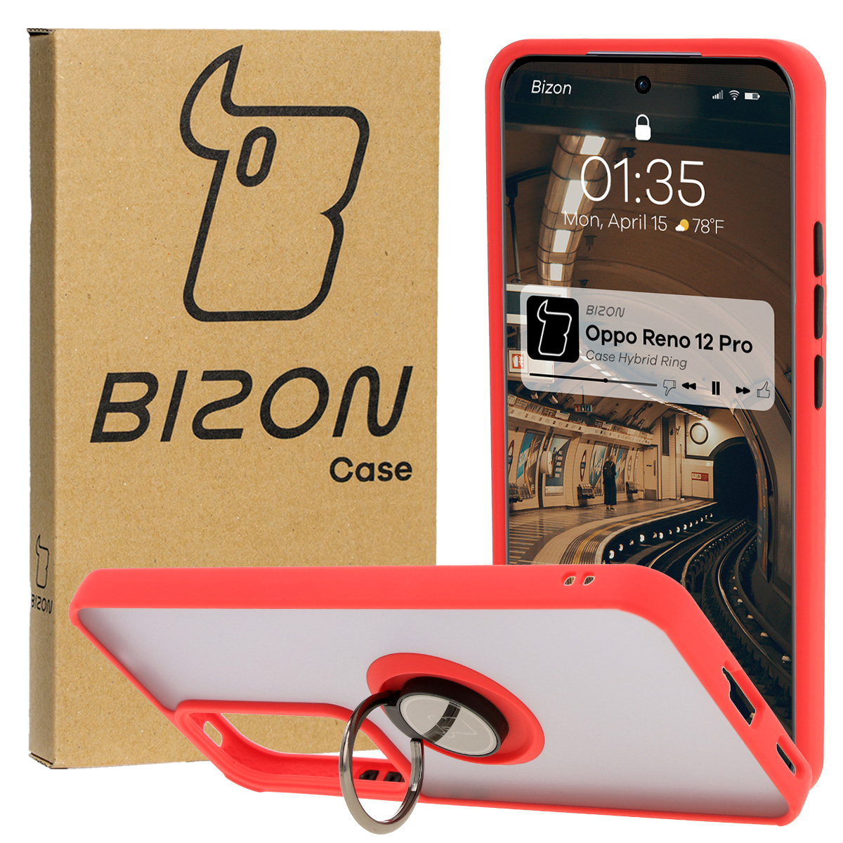 Fingerhalter Case Bizon Case Hybrid Ring für Oppo Reno 12 Pro