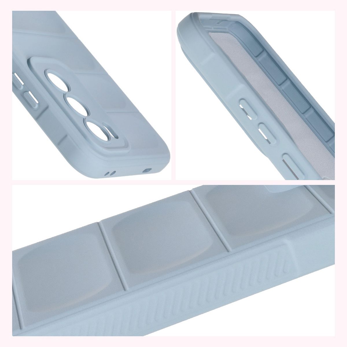 Texturált oldalak és megemelt peremek a kijelző és a kamera körül a Bizon Case Tur tokban