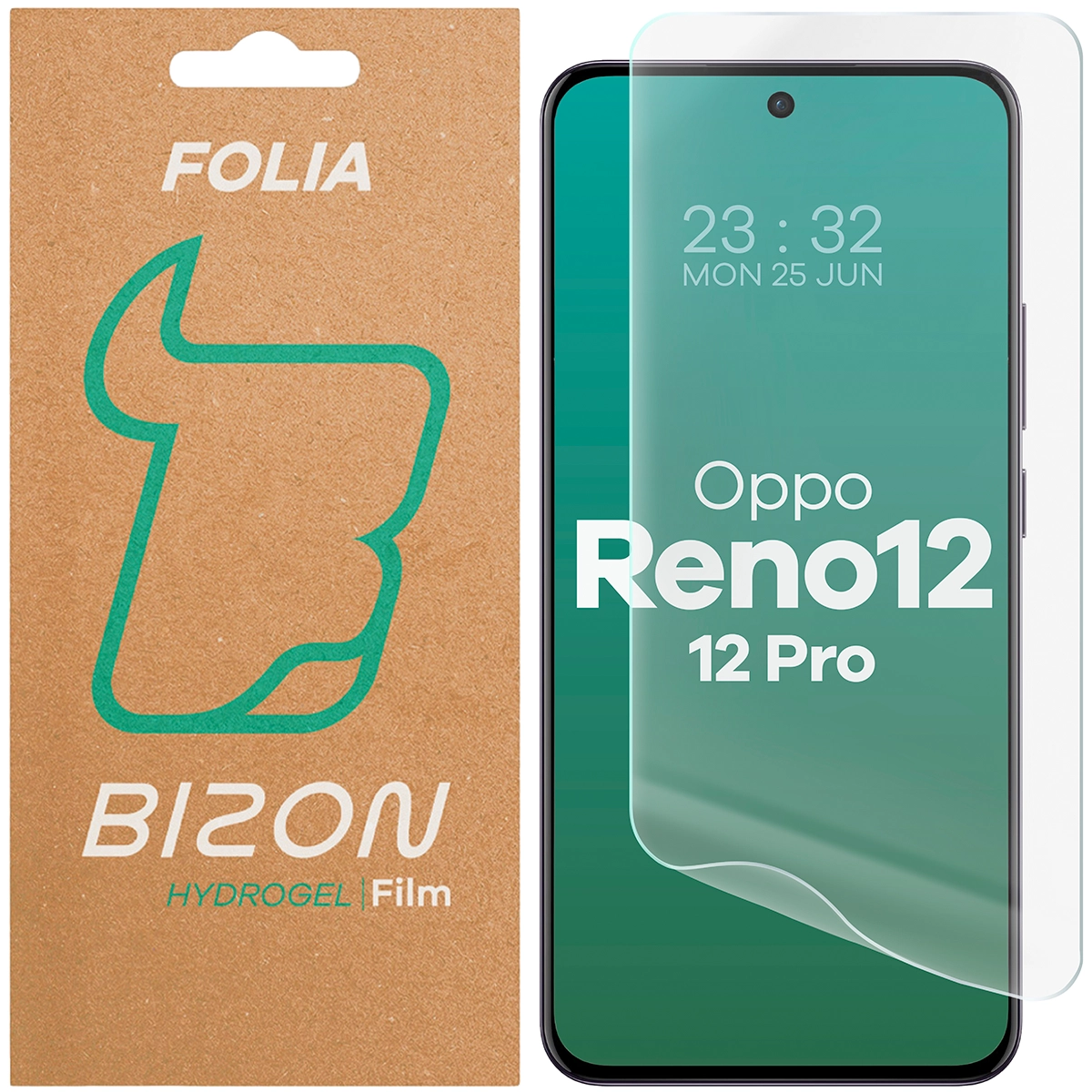 Pudełko i folia hydrożelowa na ekran Bizon Glass Hydrogel Front do Oppo Reno 12 / 12 Pro