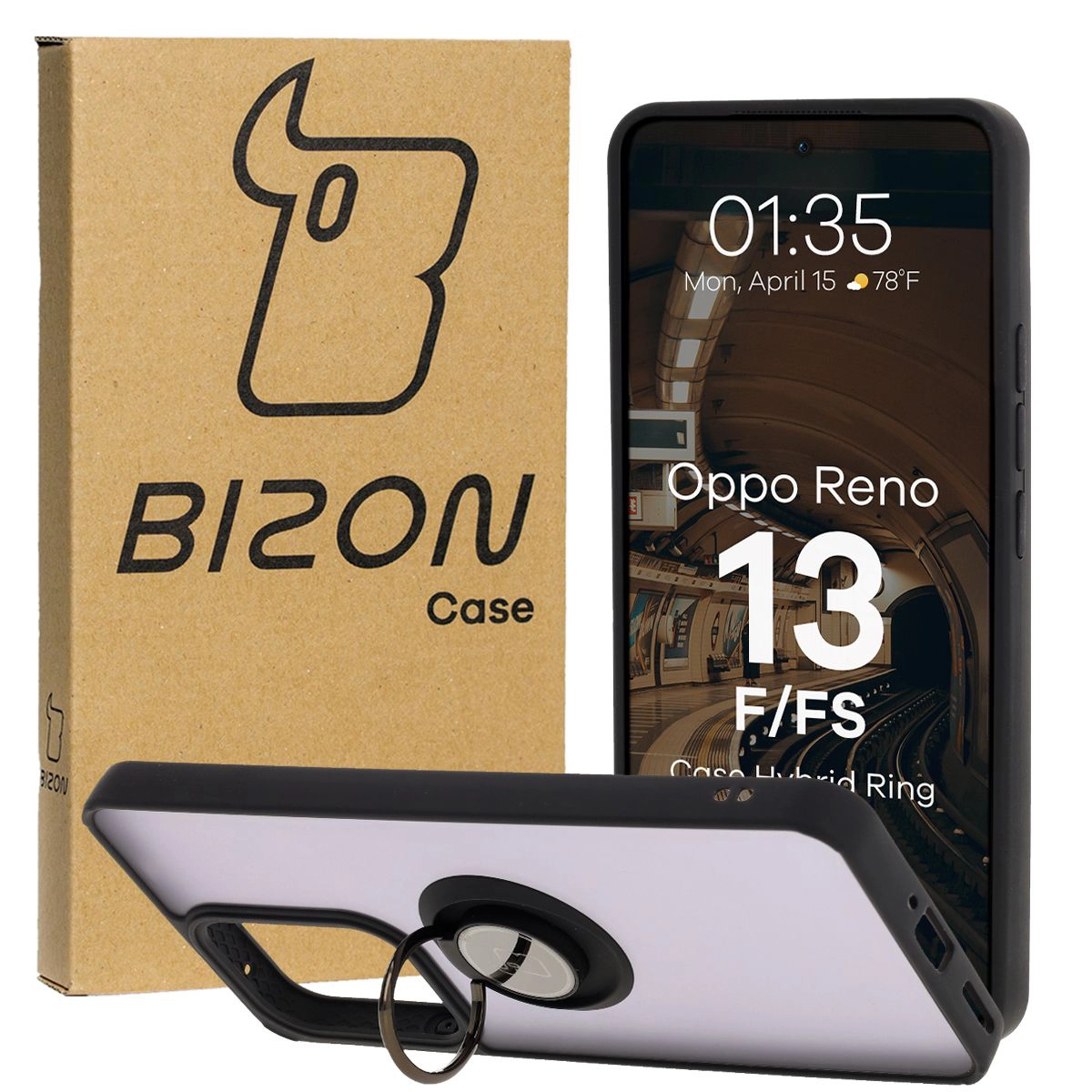 Etui z uchwytem na palec Bizon Case Hybrd Ring do Oppo Reno13 F / Oppo Reno13 FS