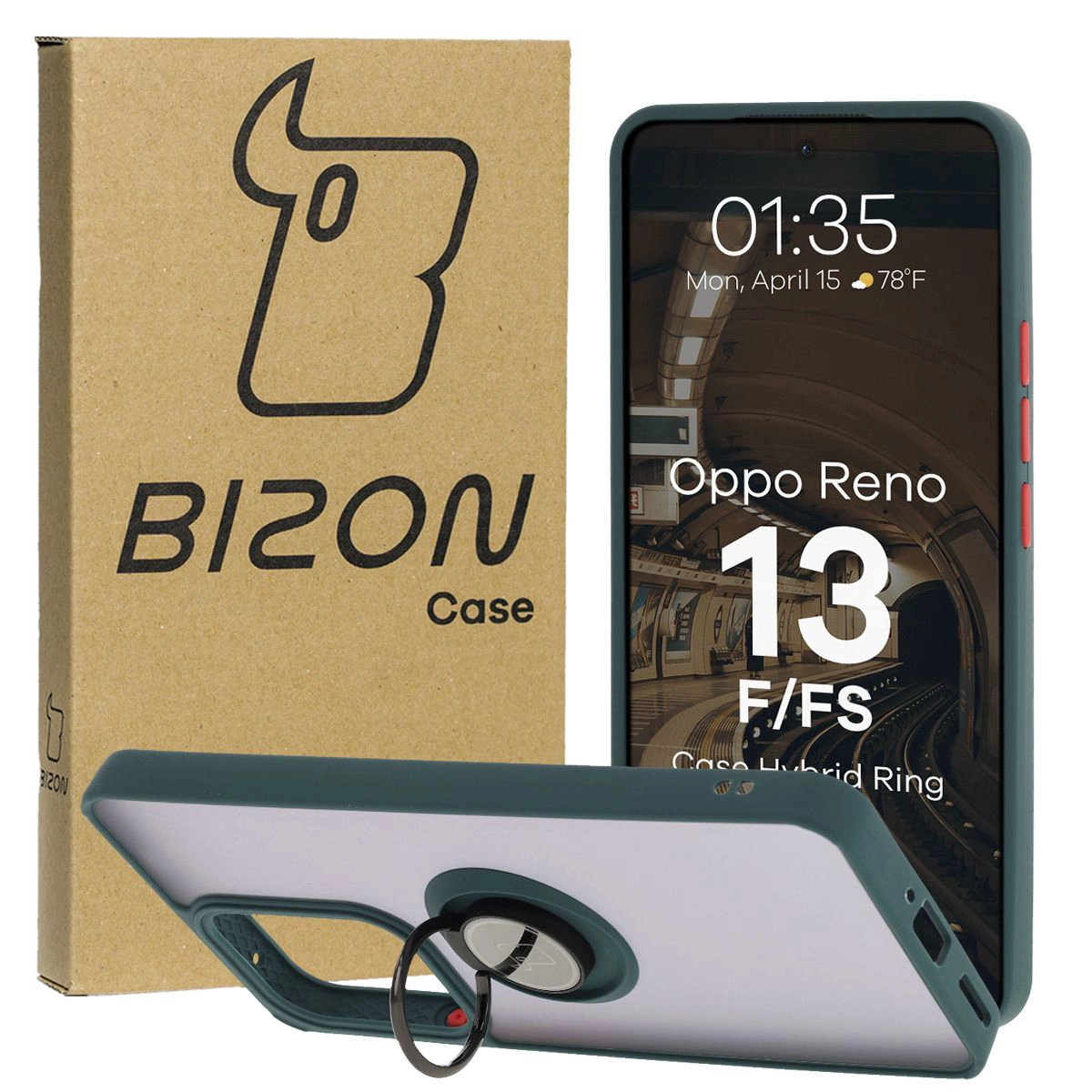 Ujjgyűrűs tok Bizon Case Hybrid Ring Oppo Reno13 F / Oppo Reno13 FS-hez