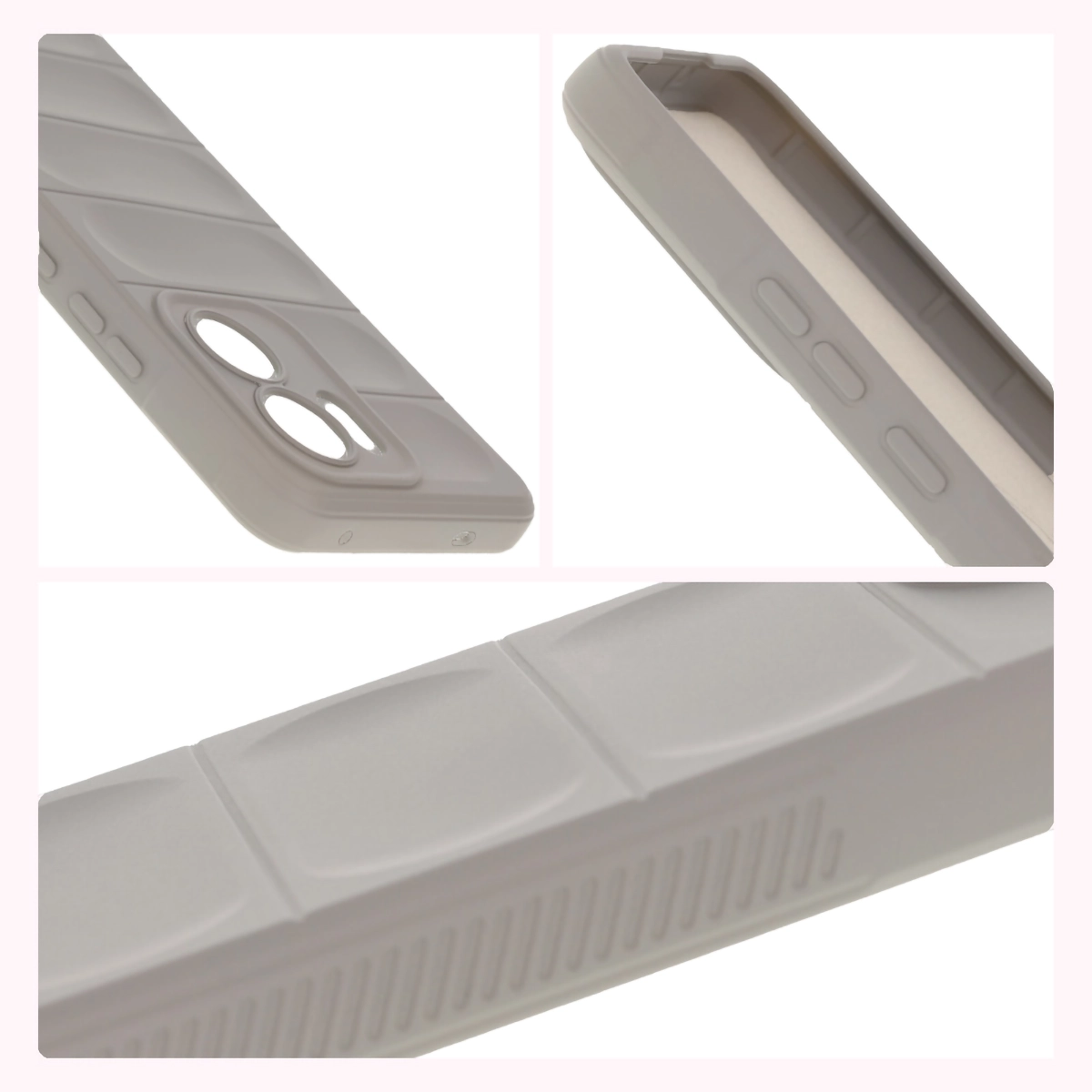 Strukturierte Seiten und erhöhte Kanten für Bildschirm und Kamera im Bizon Case Tur