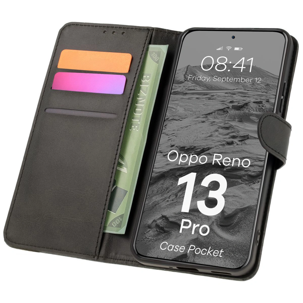 Klapphülle mit Kartenfächern Bison Case Pocket für Oppo Reno13 Pro