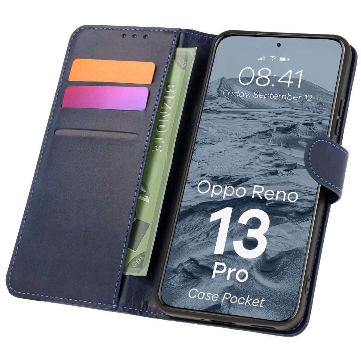 Klapphülle mit Kartenfächern Bison Case Pocket für Oppo Reno13 Pro