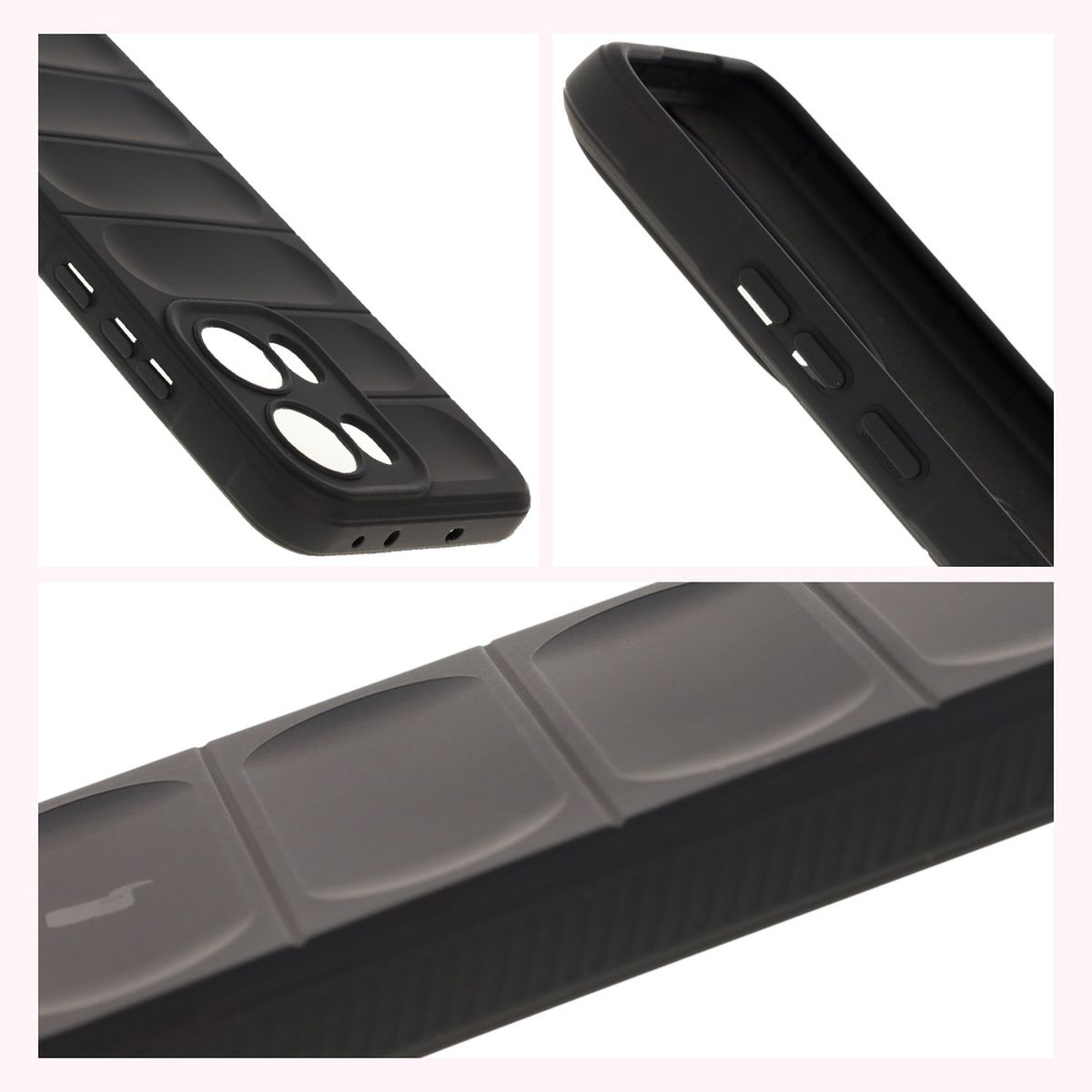 Strukturierte Seiten und erhöhte Kanten für Bildschirm und Kamera im Bizon Case Tur Etui