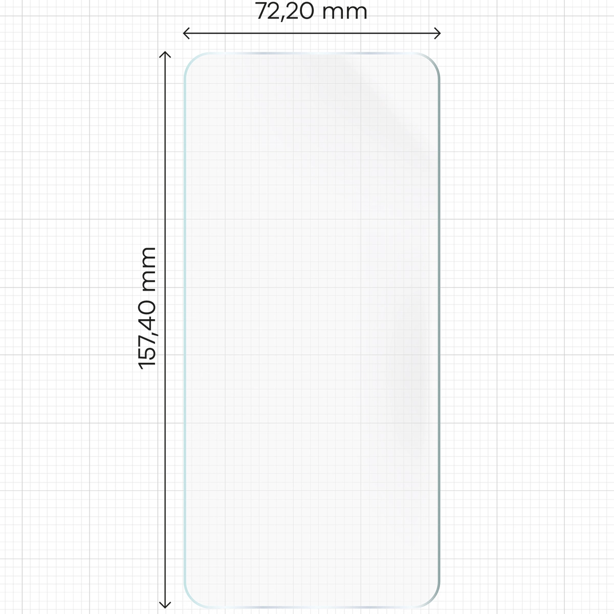 Wymiary dla folii hydrożelowej na ekran Bizon Glass Hydrogel Front