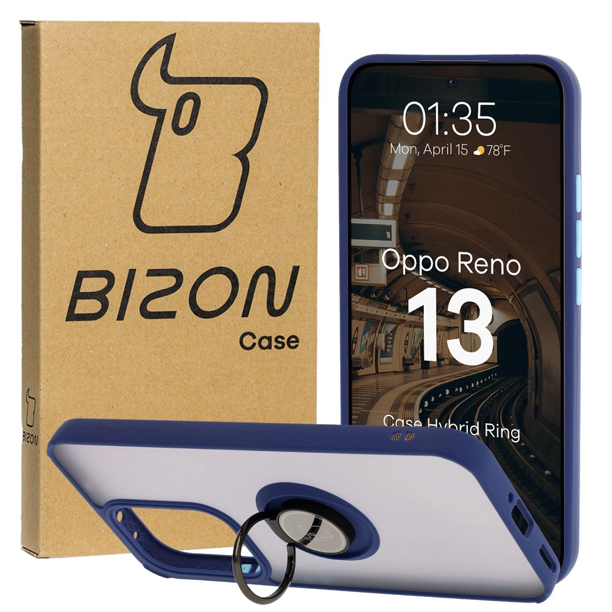 Fingerhalter Etui Bizon Case Hybrid Ring für Oppo Reno13