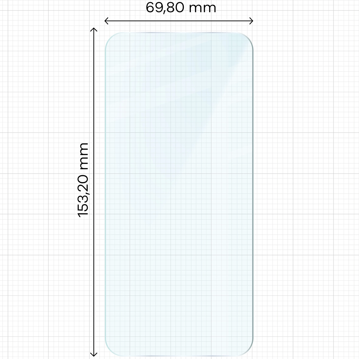 Miarka z wymiarami szkła hartowanego Bizon Glass Clear 2 do Oppo Reno13