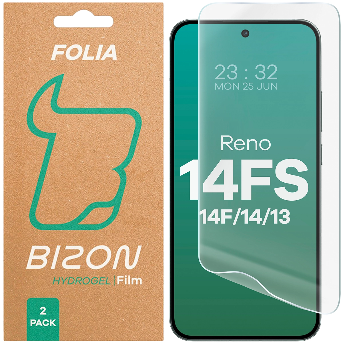 Hydrogel-Folie für den Bildschirm Bizon Glass Hydrogel Front für Oppo Reno13, 2 Stück