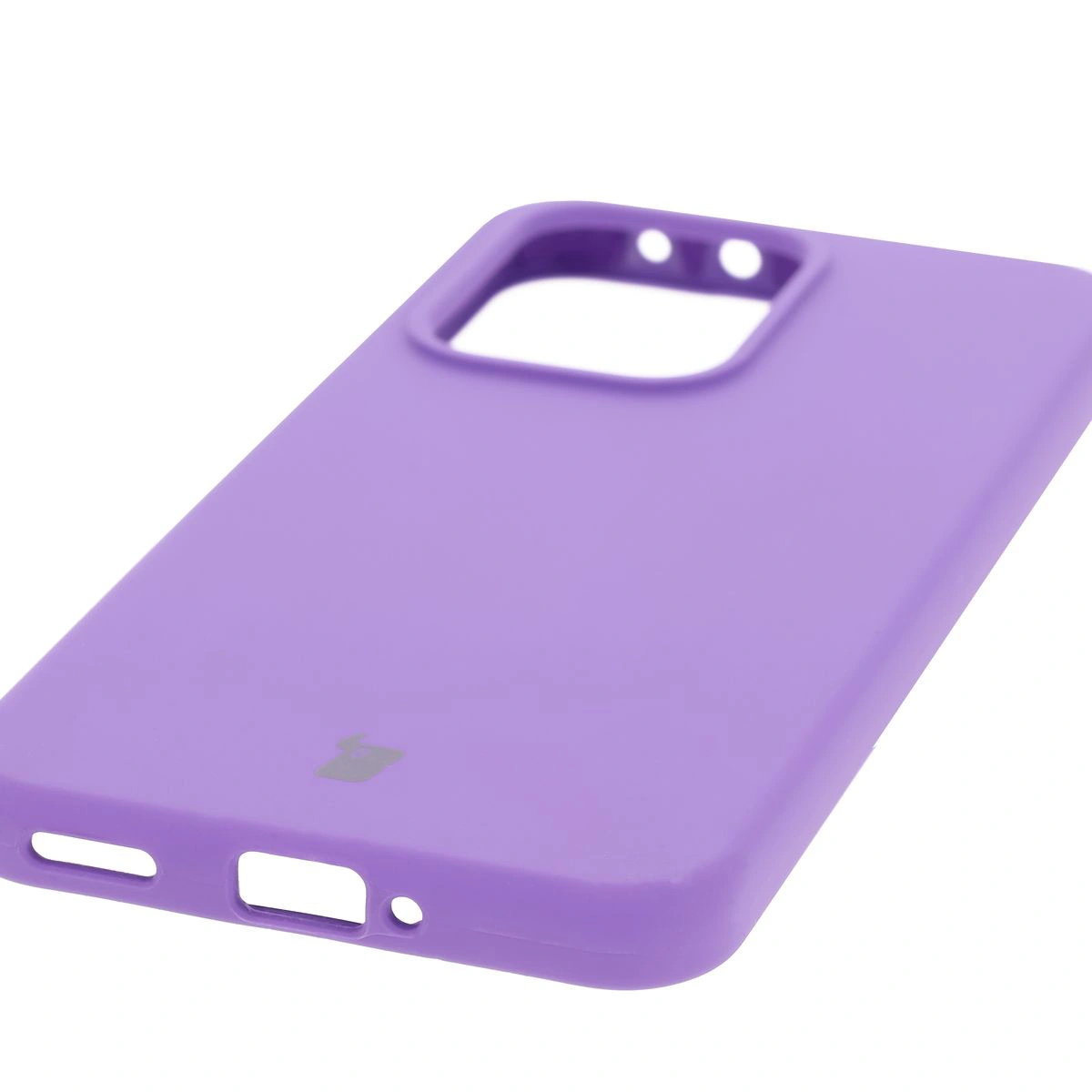 Nahaufnahme der präzisen Ausschnitte und der Möglichkeit des kabellosen Ladens in der Bizon Soft Case für Oppo Reno13