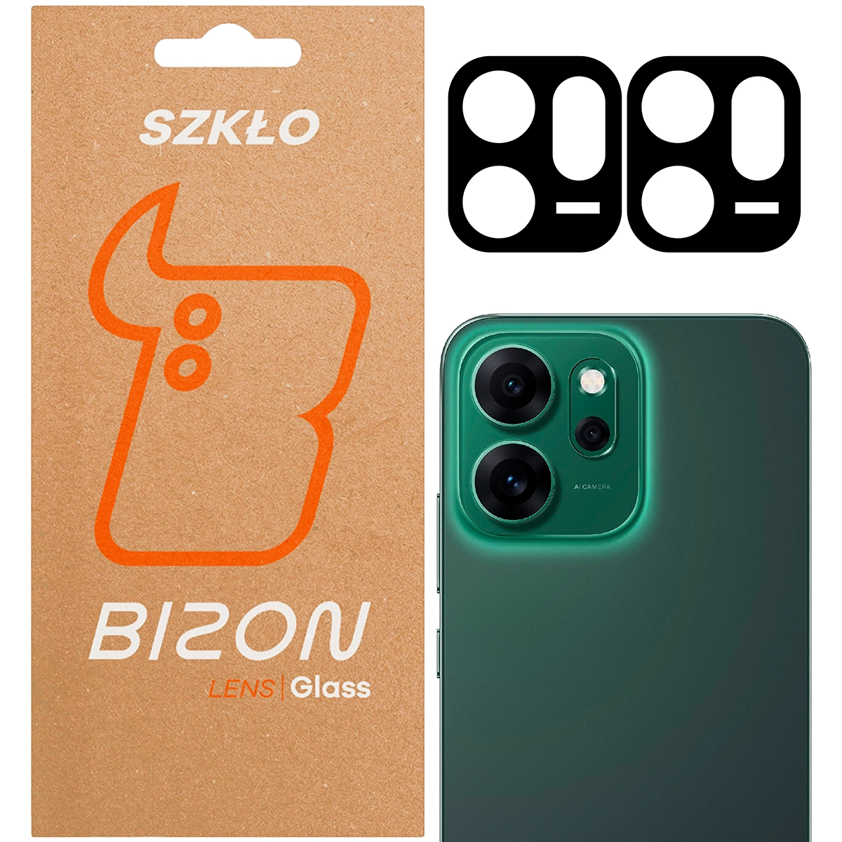 Box and 2 pieces of glass for the Bizon Glass Lens for Oppo Reno 14 F / Oppo Reno 14 FS
