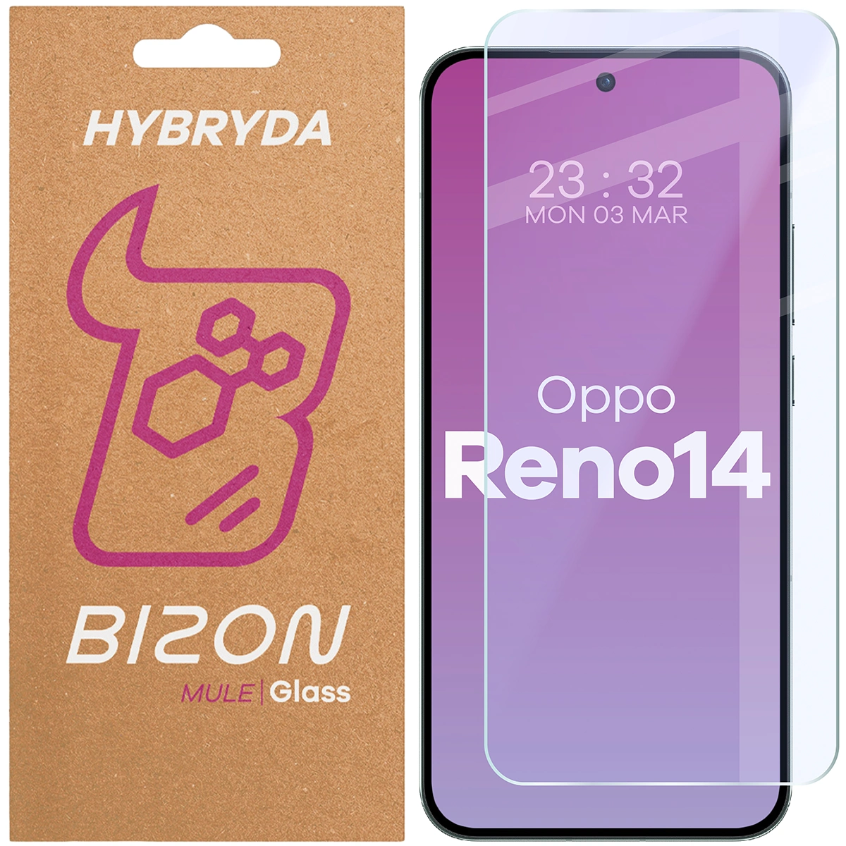 Szkło hybrydowe na ekran Bizon Glass Mule do Oppo Reno 14