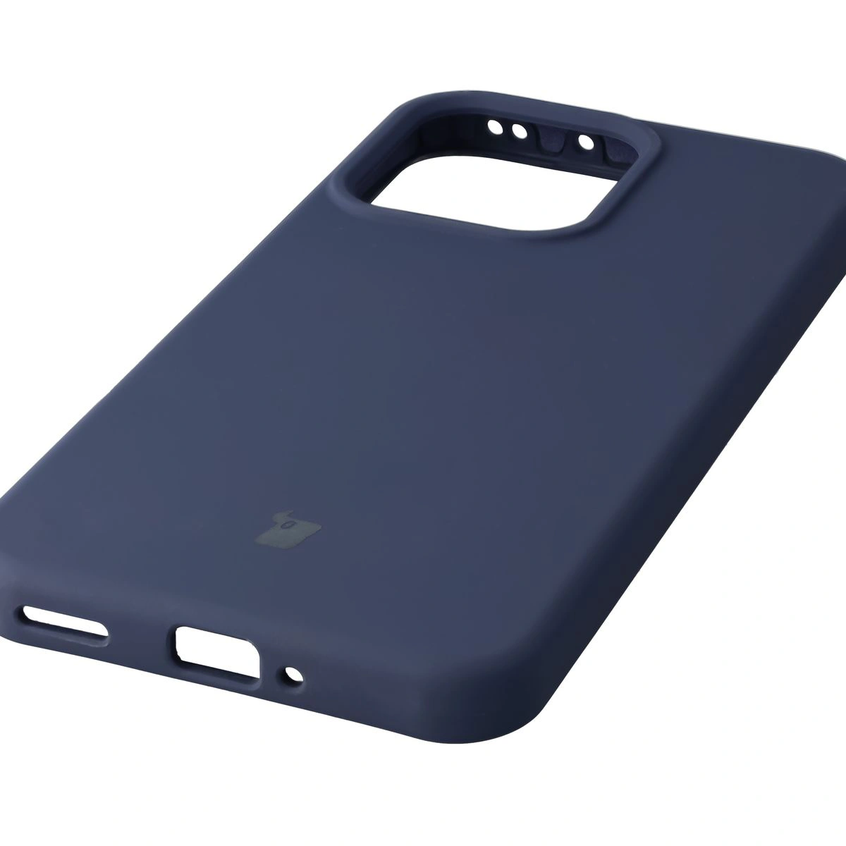 Close-up of precise cutouts and wireless charging capability in the Bison Soft Case for Oppo Reno 14