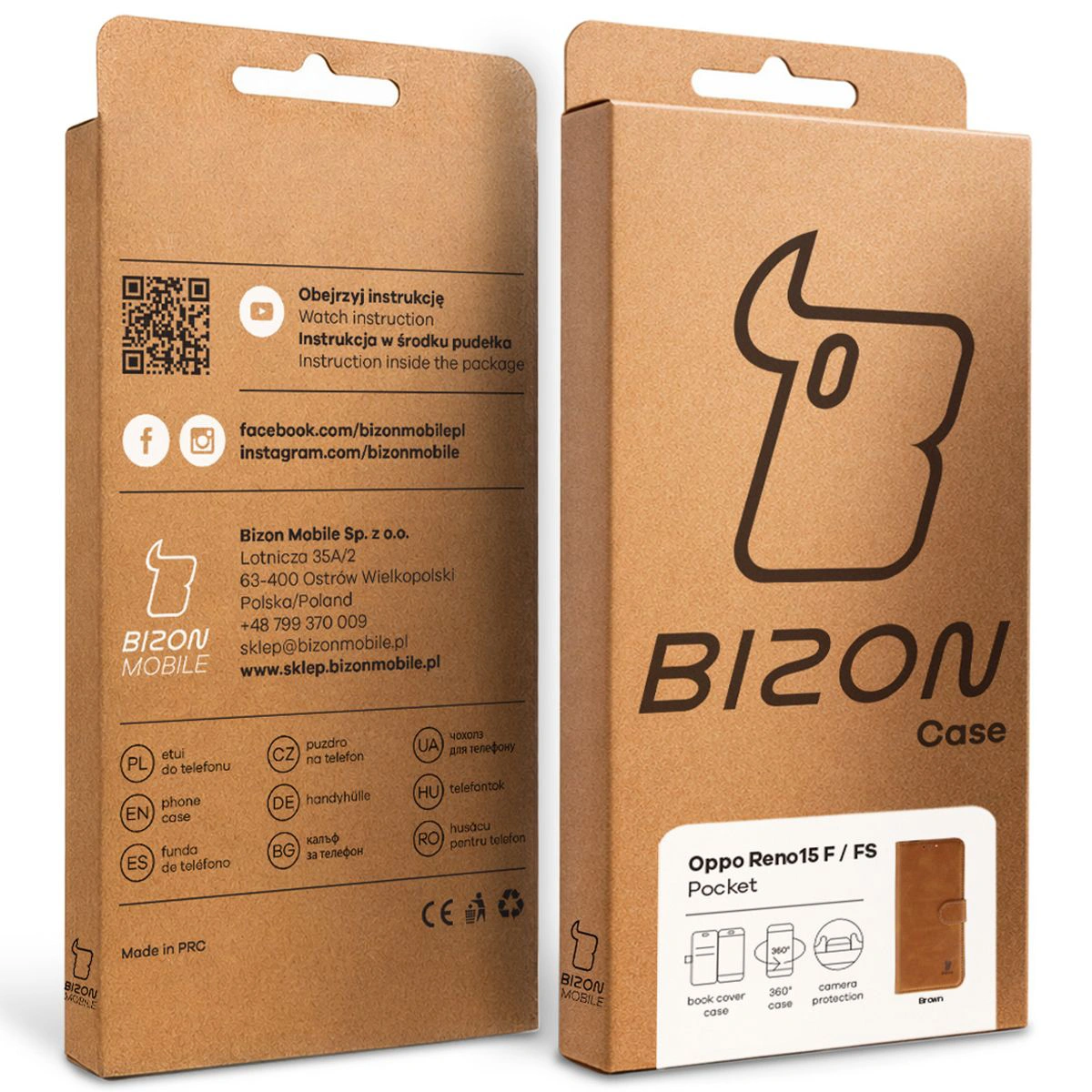 Kraftpapierbox Bison Case mit spezieller Etikette für Oppo Reno 15 F / Oppo Reno 15 FS