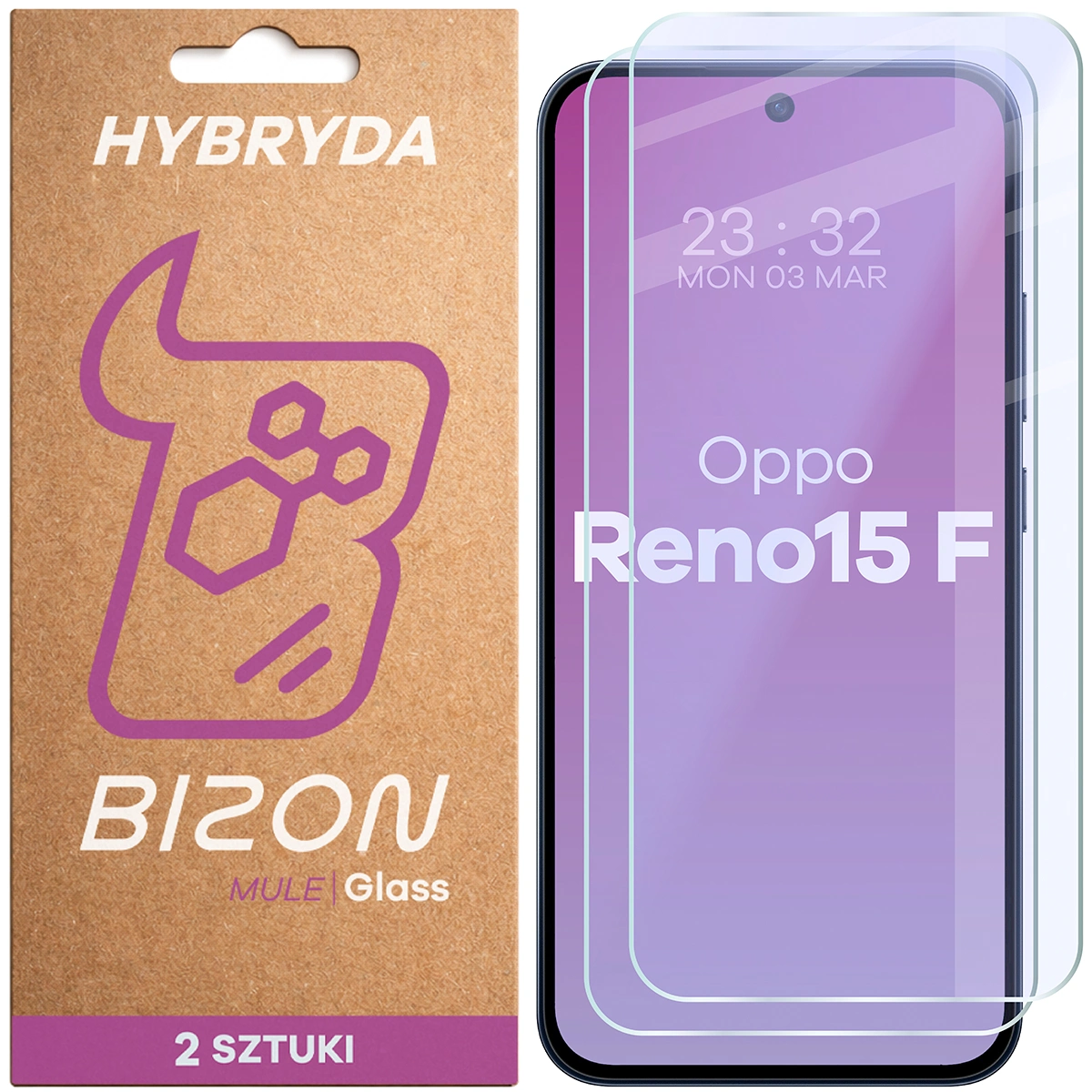 Elastyczne szkło hybrydowe Bizon Glass Mule Duo do Oppo Reno 15 F, 2 sztuki