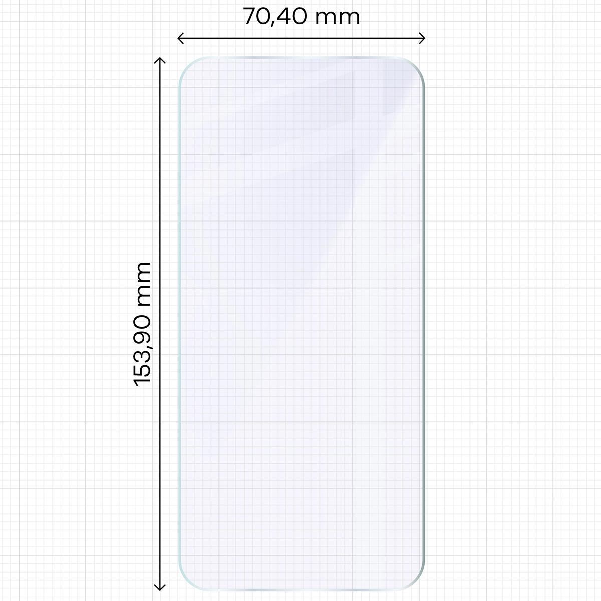 Miarka z wymiarami szkła hybrydowego Bizon Glass Mule Duo do Oppo Reno 15 F