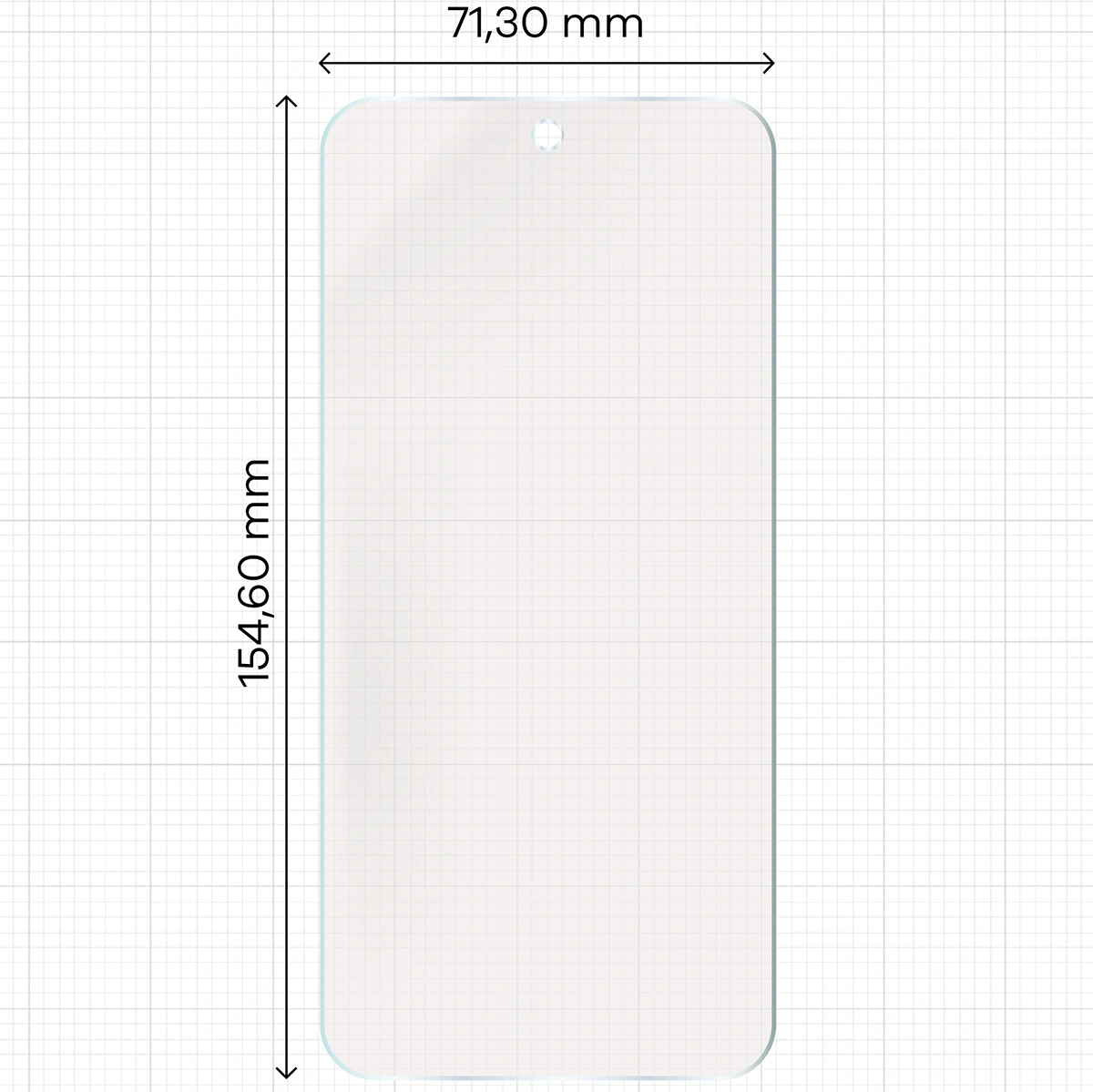 Miarka z wymiarami folii matowej Bizon Film Sun Duo do Oppo Reno 15 FS