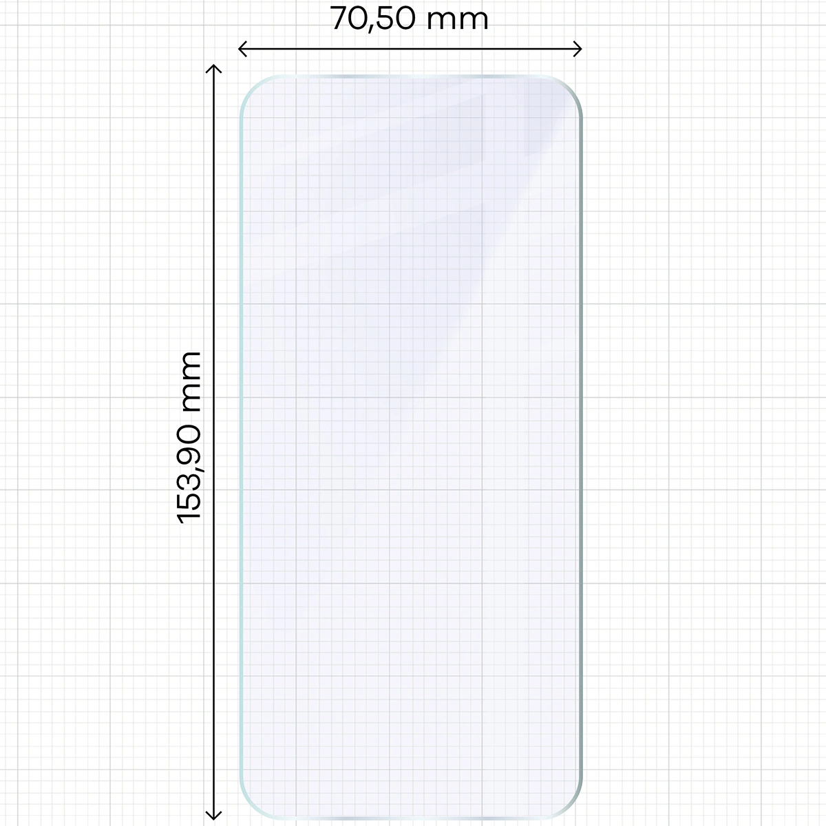 Miarka z wymiarami szkła hybrydowego Bizon Glass Mule do Oppo Reno 15 FS