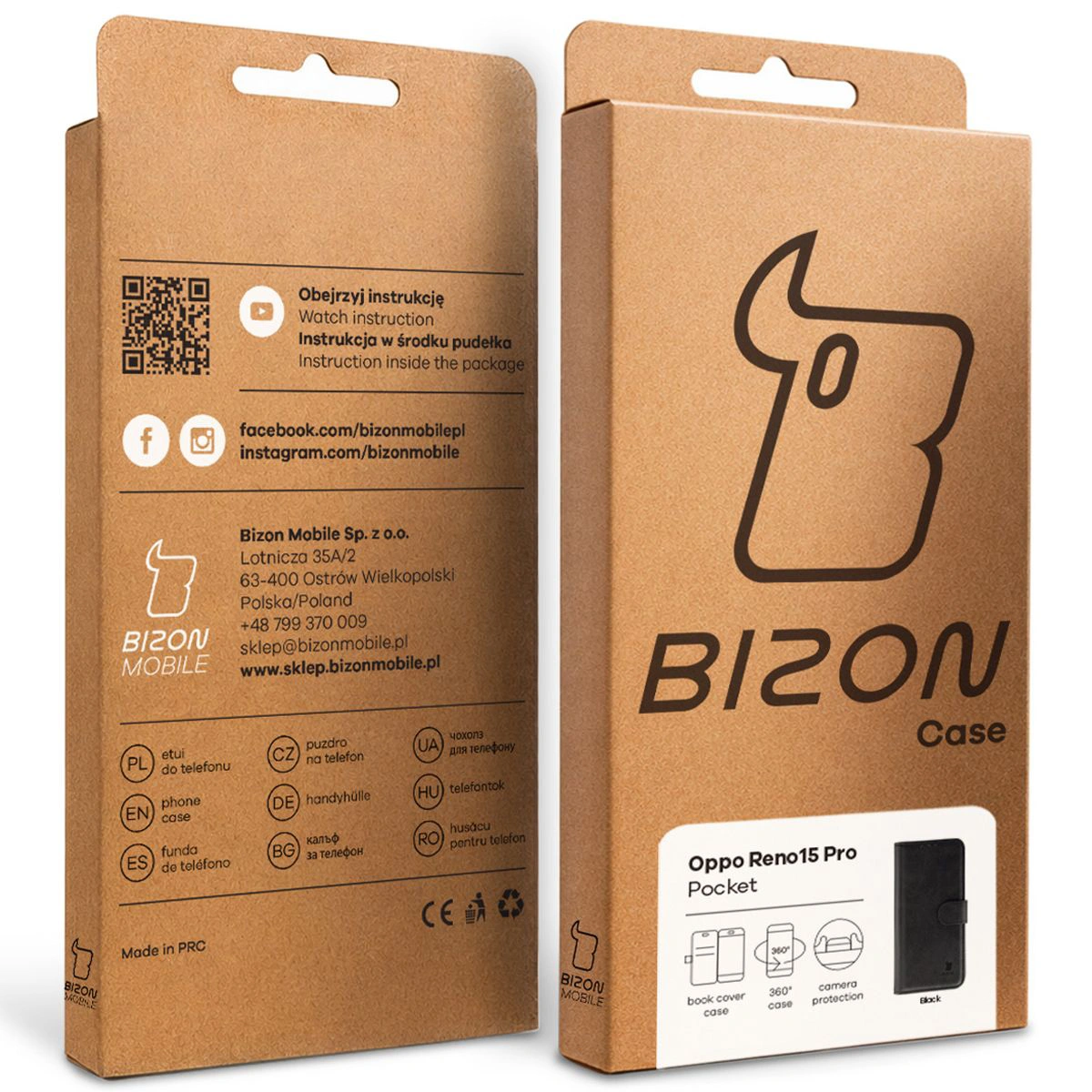 Kraftpapierbox Bison Case mit dediziertem Etikett für Oppo Reno 15 Pro