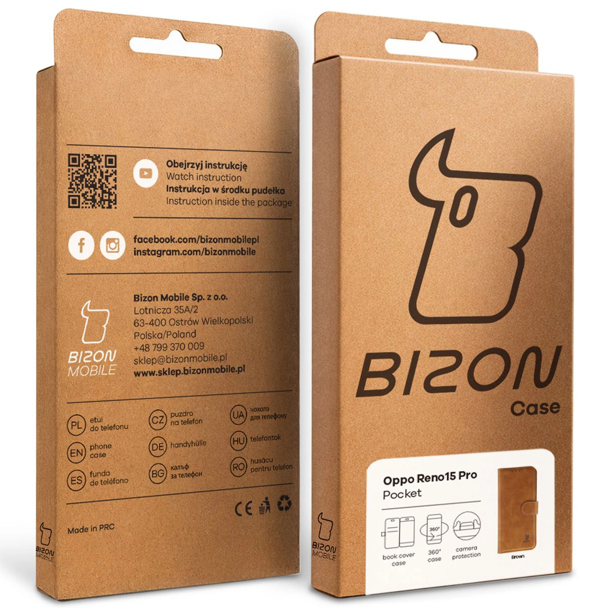 Kraft box Bison Case with a dedicated label for Oppo Reno 15 Pro