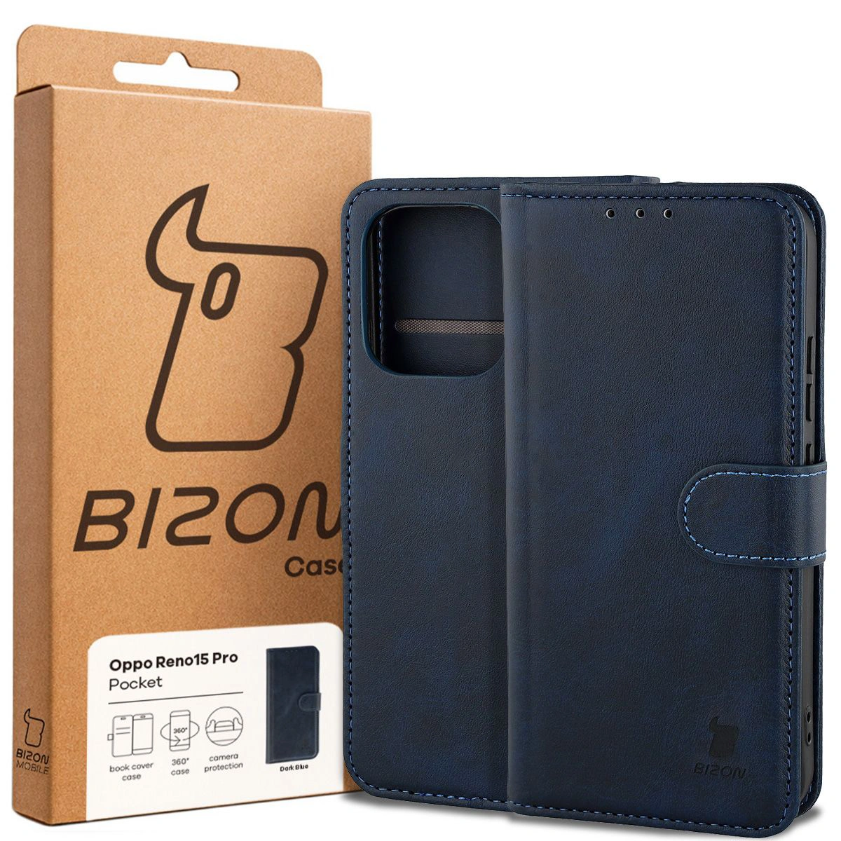Front of Bison Case box with dedicated label for Oppo Reno 15 Pro