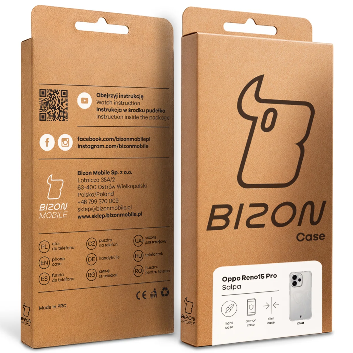 Kraft box of Bizon Case with a dedicated label