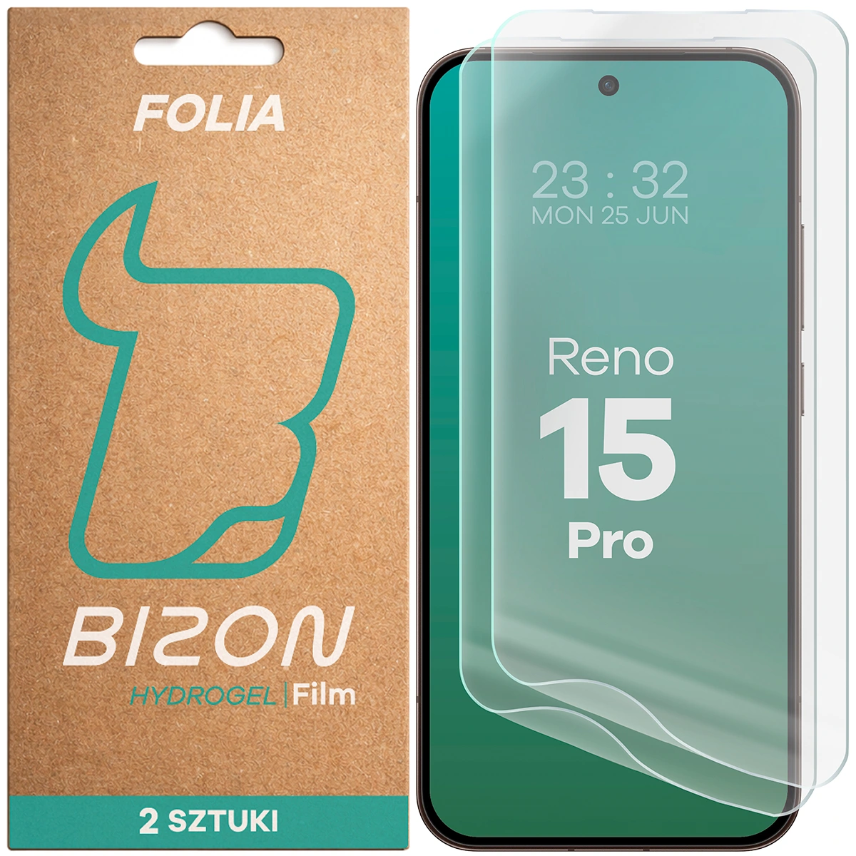Pudełko i folia hydrożelowa na ekran Bizon Film Hydrogel Front Duo do Oppo Reno 15 Pro