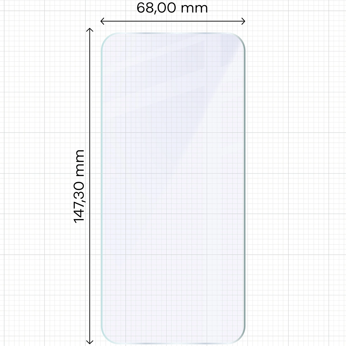 Miarka z wymiarami szkła hybrydowego Bizon Glass Mule Duo do Oppo Reno 15 Pro