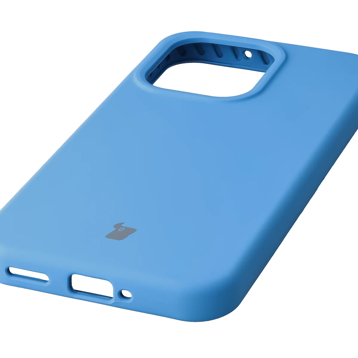 Zbliżenie na precyzyjne wycięcia i możliwość ładowania indukcyjnego w etui Bizon Soft Case do Oppo Reno 15 Pro