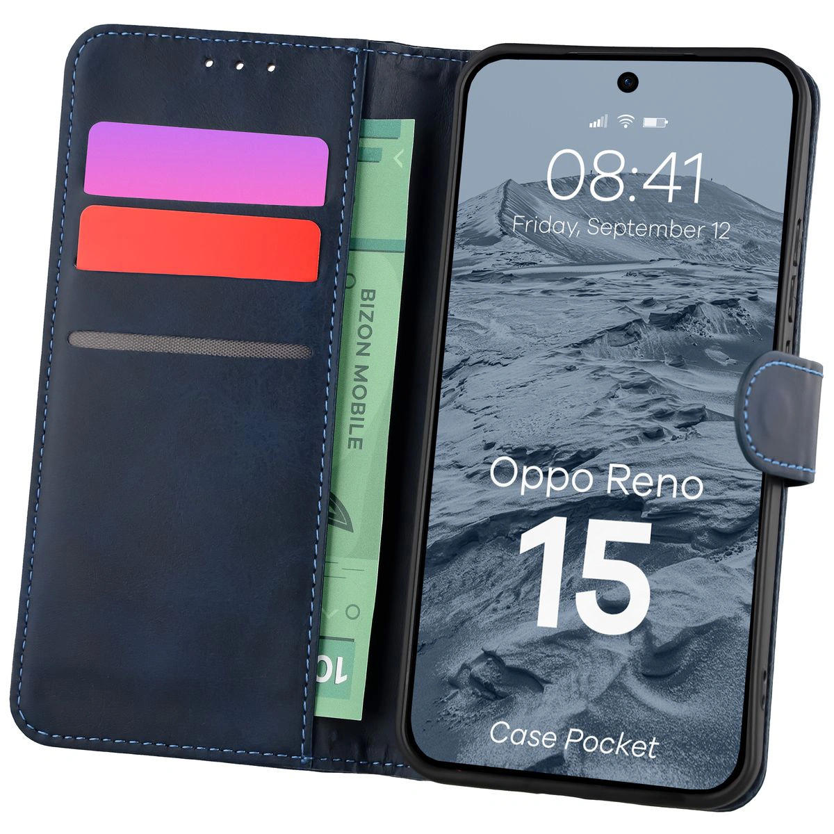 Flip case with card slots Bison Case Pocket for Oppo Reno 15