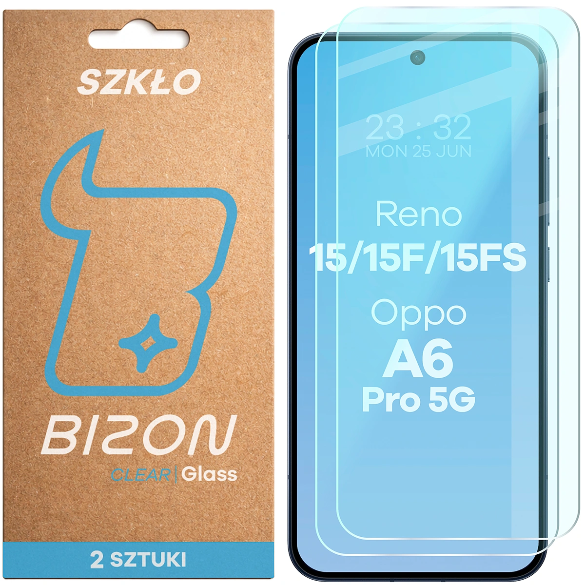 Szkło hartowane Bizon Glass Clear Duo do Oppo Reno 15 / Oppo Reno 15 F / Oppo Reno 15 FS / Oppo A6 Pro 5G