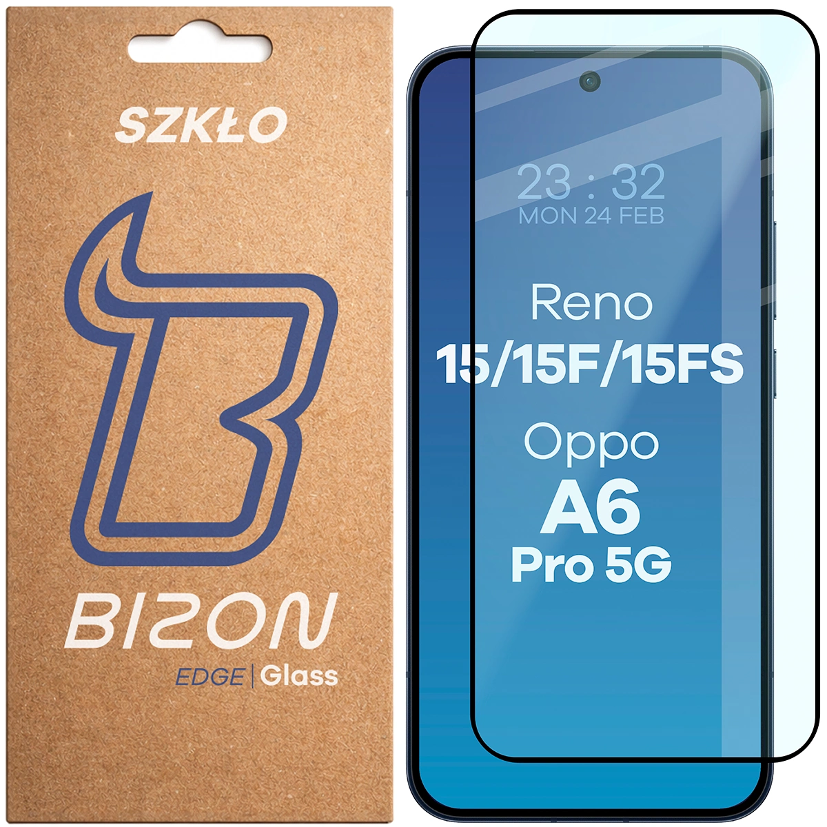 Szkło hartowane na cały ekran Bizon Glass Edge 2 dla Oppo Reno 15 / Oppo Reno 15 F / Oppo Reno 15 FS / Oppo A6 Pro 5G