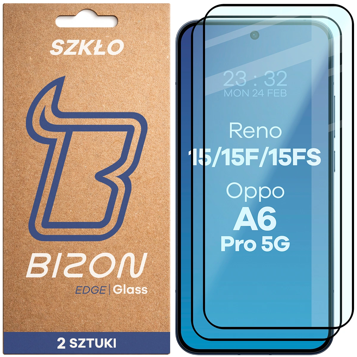 Szkło hartowane na cały ekran Bizon Glass Edge Duo dla Oppo Reno 15 / Oppo Reno 15 F / Oppo Reno 15 FS / Oppo A6 Pro 5G