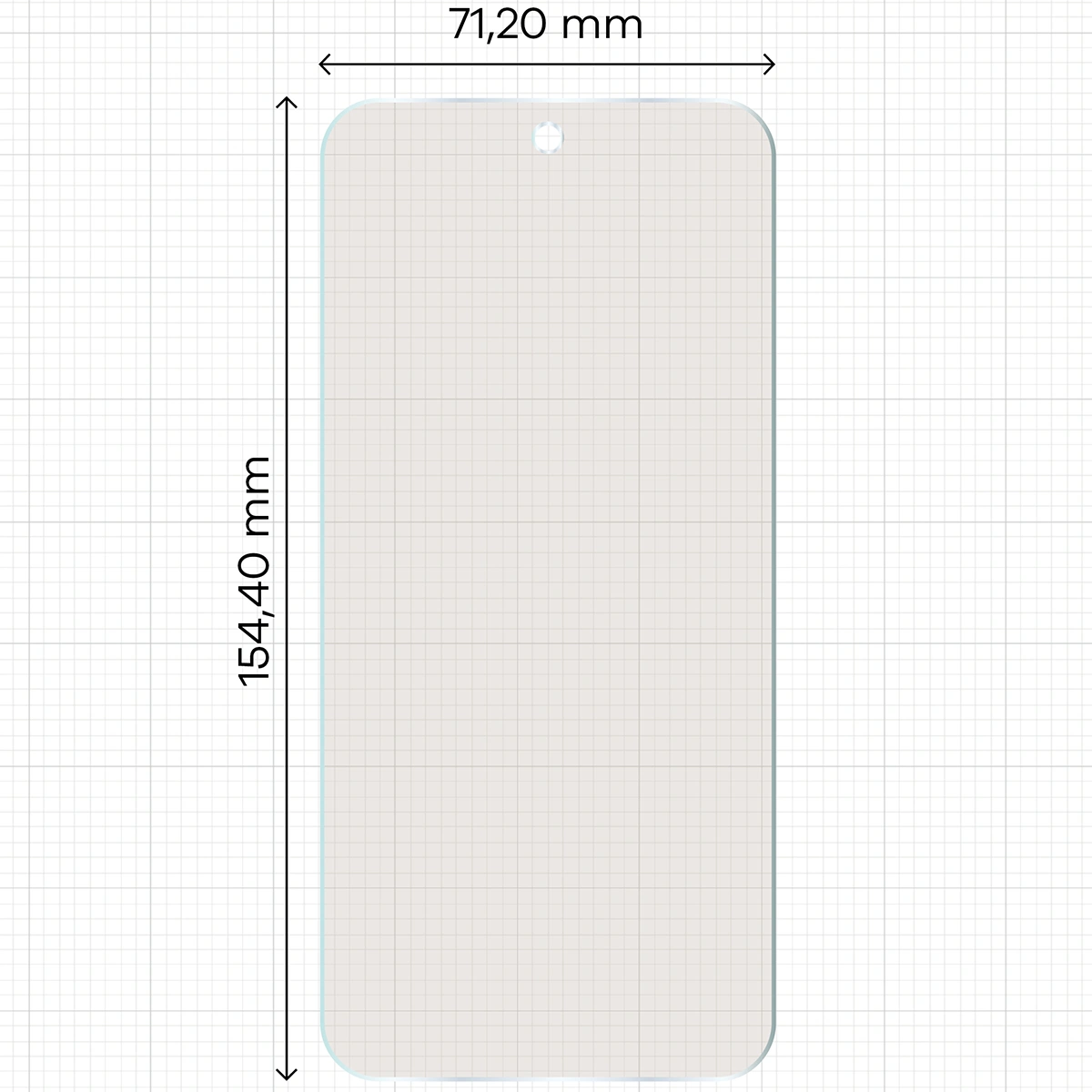 Miarka z wymiarami folii matowej Bizon Glass Film Sun do Oppo Reno 15
