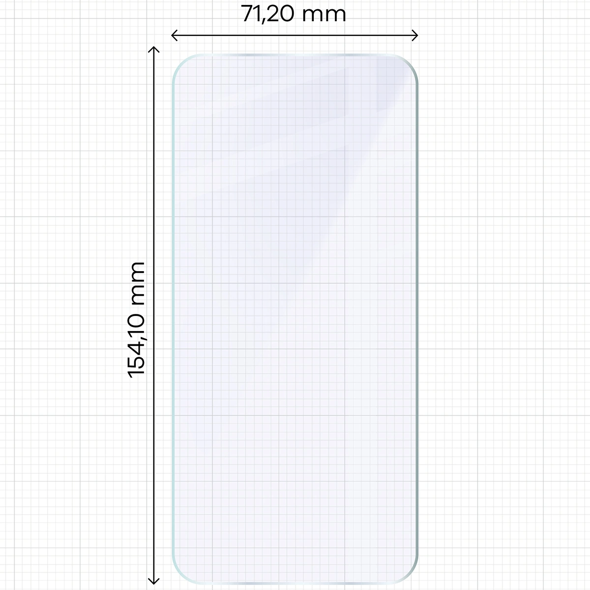 Miarka z wymiarami szkła hybrydowego Bizon Glass Mule do Oppo Reno 15