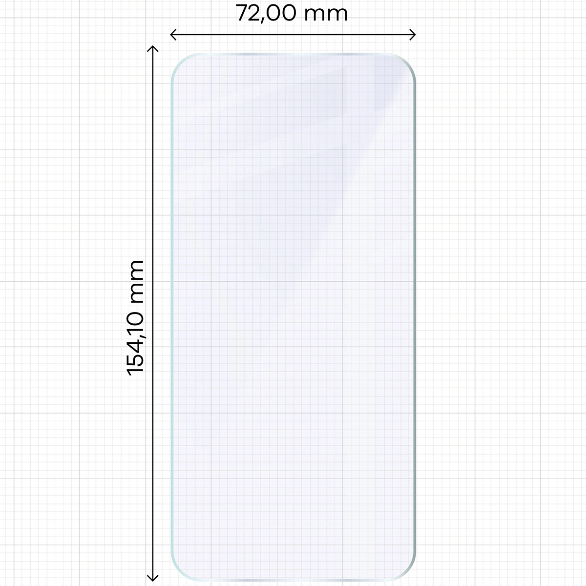 Miarka z wymiarami szkła hybrydowego Bizon Glass Mule Duo do Oppo Reno 15