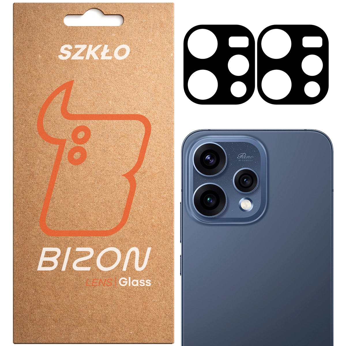 Pudełko i 2 sztuki szkła na aparat Bizon Glass Lens do Oppo Reno 15i