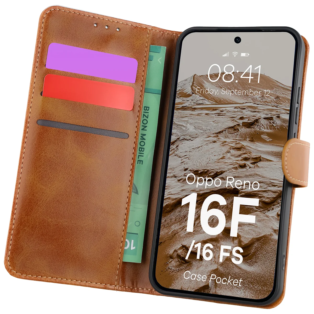 Flap case with card slots Bison Case Pocket for Oppo Reno16 F / Reno16 FS 5G